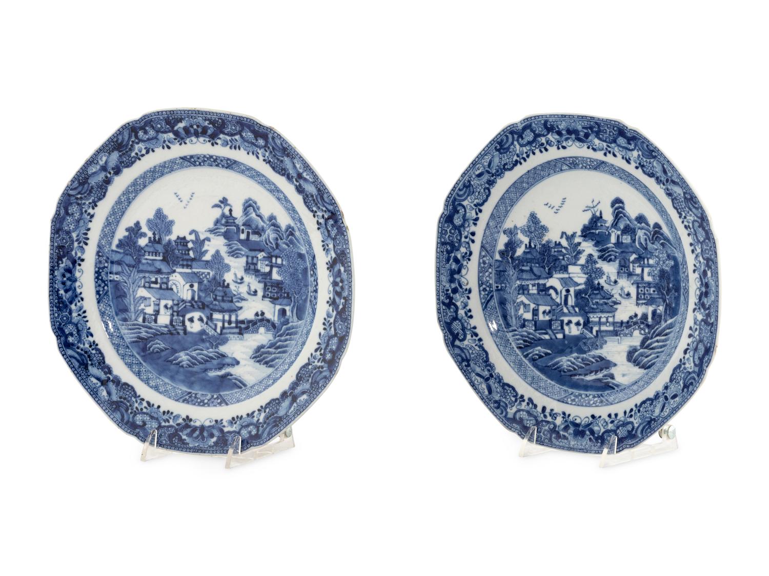 A Pair of Chinese Export Blue and White Porcelain Plates