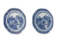 A Pair of Chinese Export Blue and White Porcelain Plates