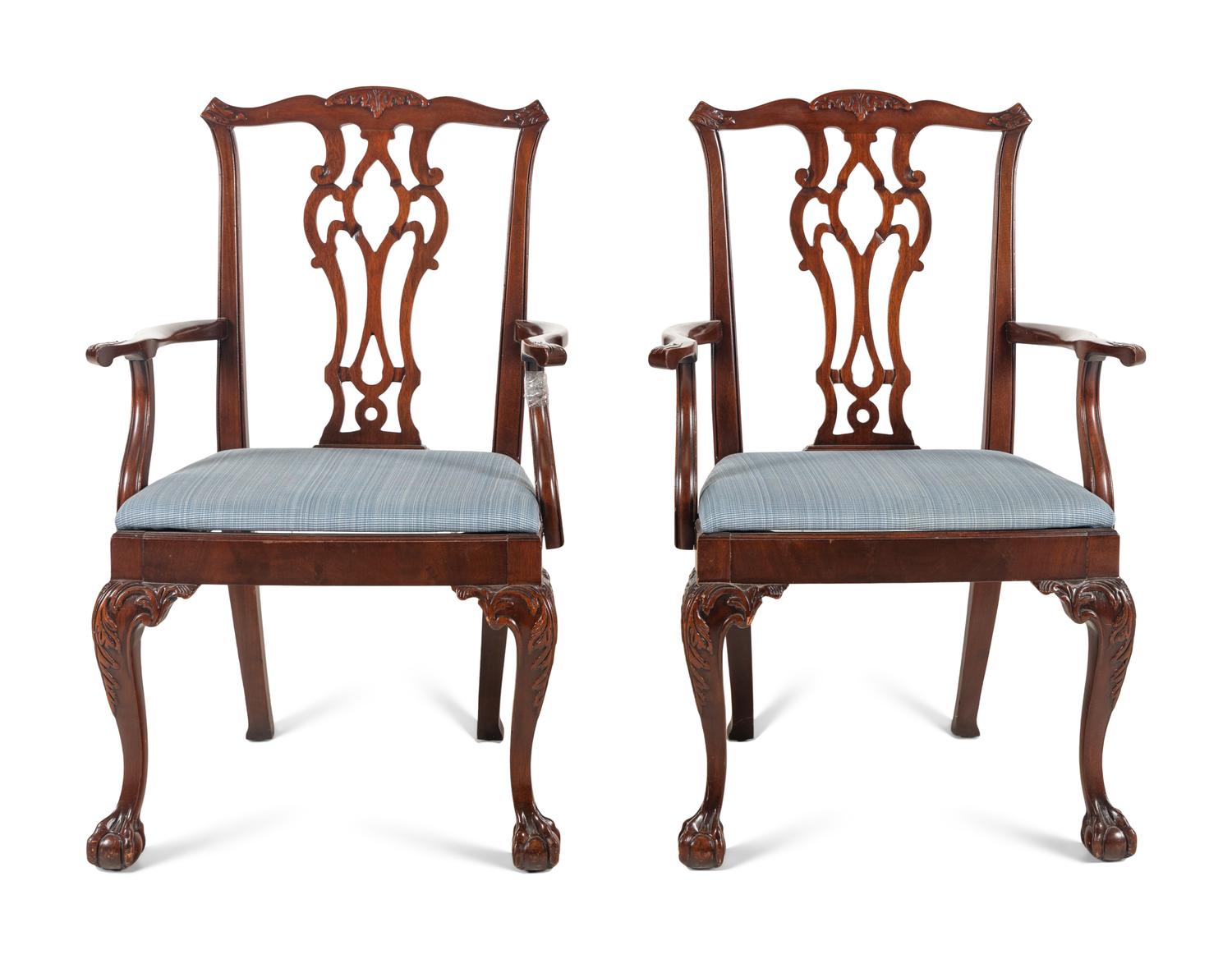 A Pair of George III Style Mahogany Armchairs