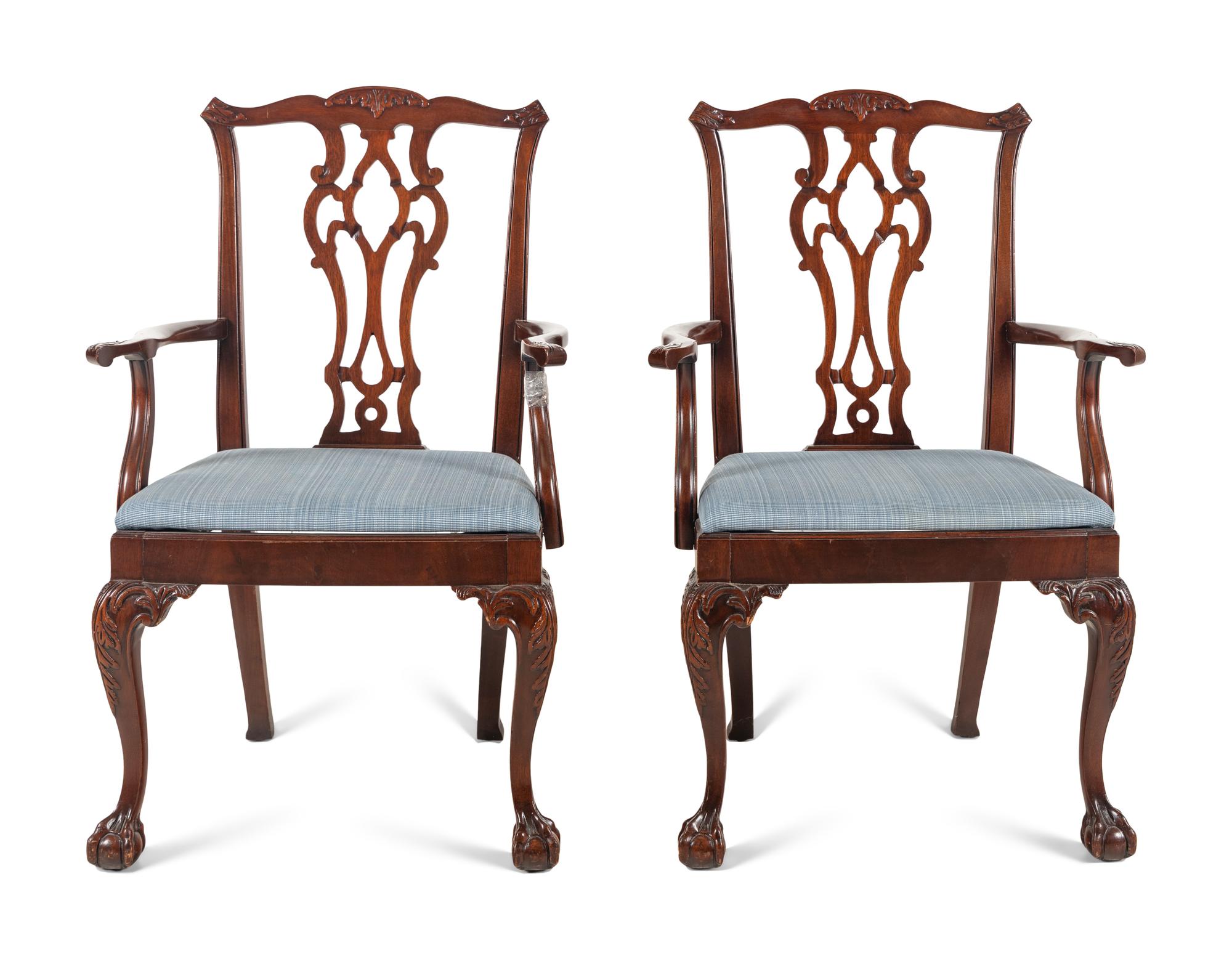 A Pair of George III Style Mahogany Armchairs