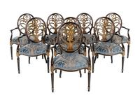 A Set of Eight Galimberti Lino Italian Painted Dining Chairs