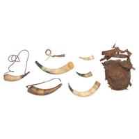 Group of Powder Horns and Relic Possibles Bag