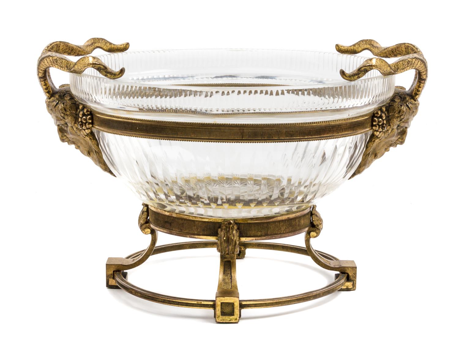 A French Gilt Bronze Mounted Glass Bowl Height 6 3/8 inches. — 19TH CENTURY