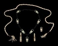 Four Chinese Carved Jade Jewelry and One Seed Pearl Tassel