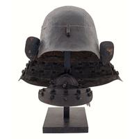 Edo-Period Japanese Hineno Kabuto with Contemporary Hanbo