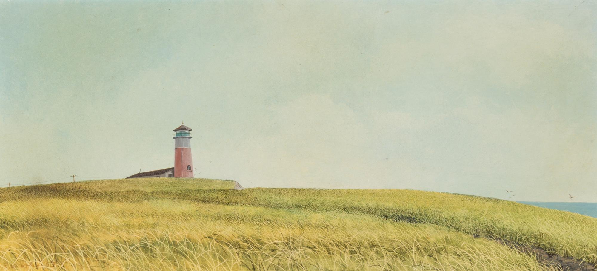 Robert Vickery, (American, 1926-2011), Landscape with Lighthouse, 1953