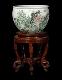 A Chinese Famille Verte Porcelain Scroll Pot