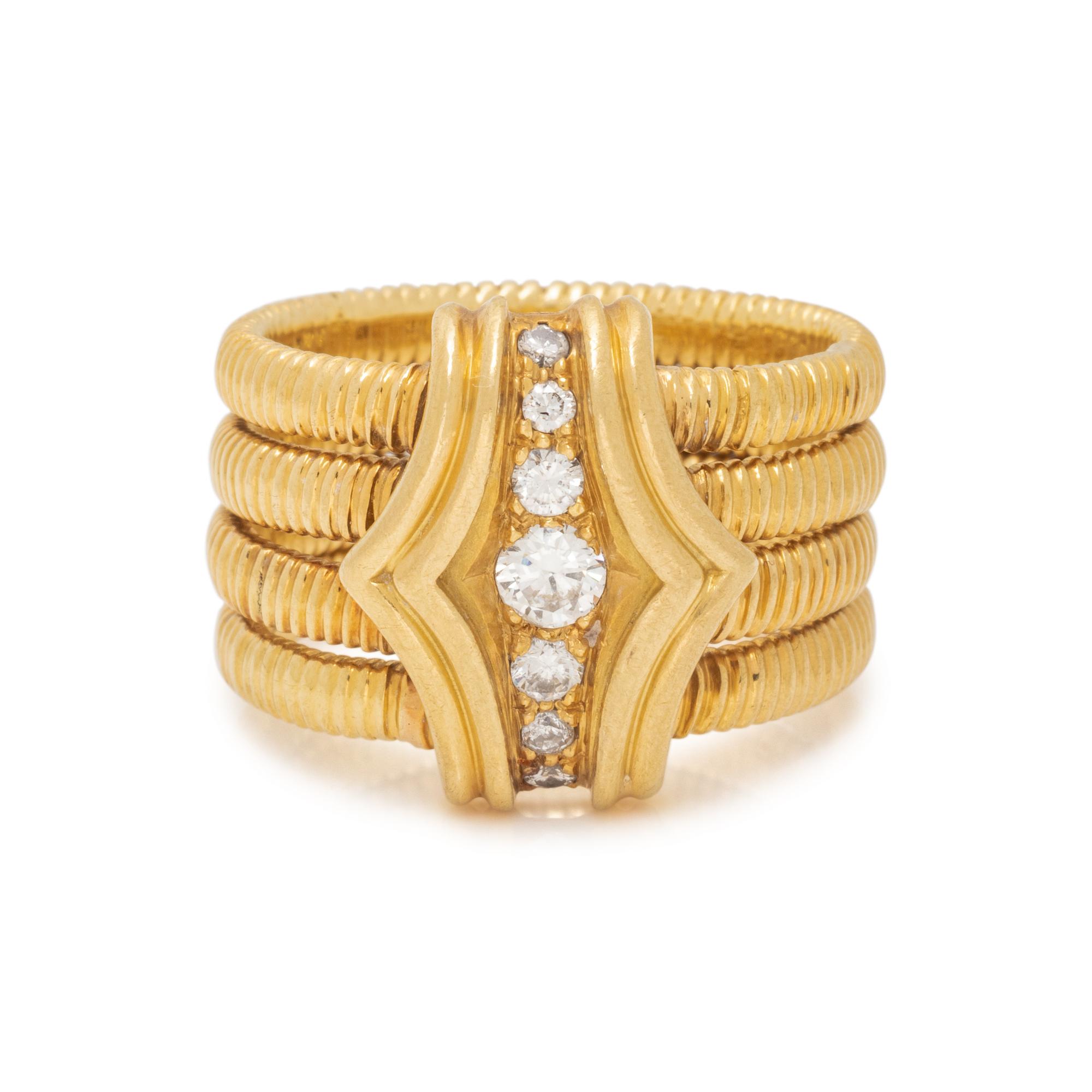 SEIDENGANG, YELLOW GOLD AND DIAMOND RING