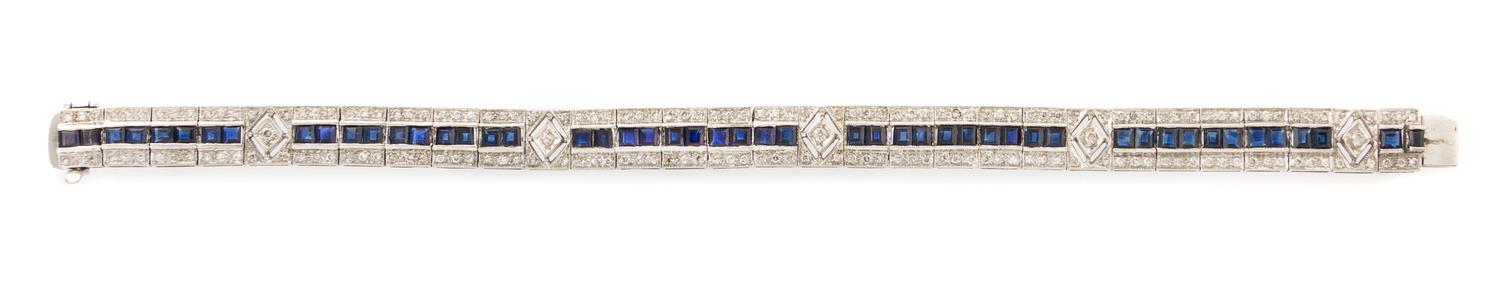 An 18 Karat White Gold, Sapphire and Diamond Bracelet, 12.30 dwts.