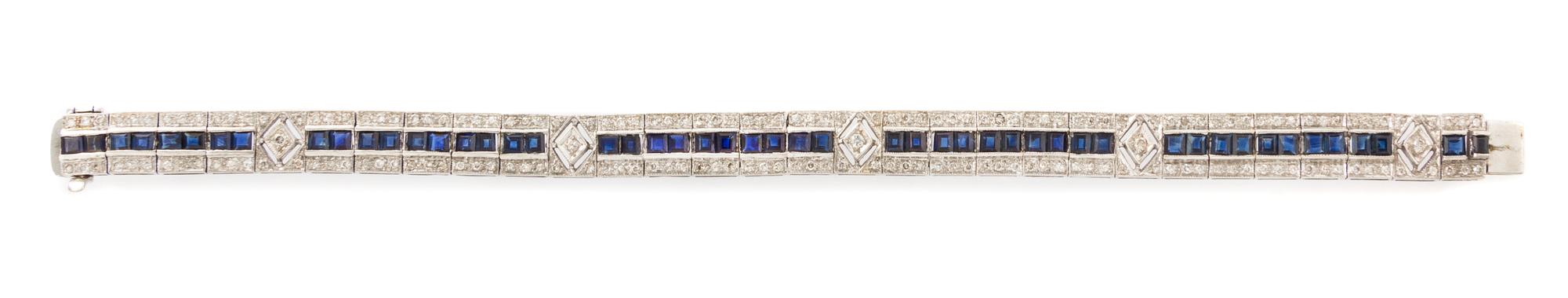 An 18 Karat White Gold, Sapphire and Diamond Bracelet, 12.30 dwts.