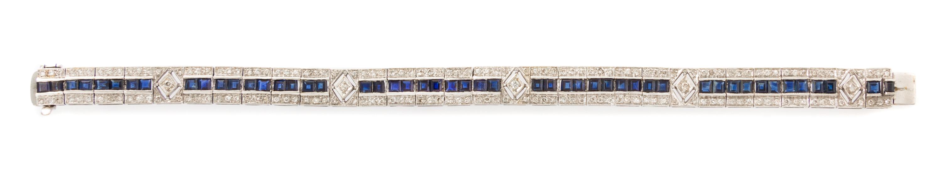 An 18 Karat White Gold, Sapphire and Diamond Bracelet, 12.30 dwts.
