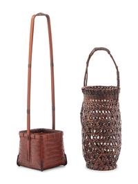 Two Japanese Bamboo Ikebana Baskets