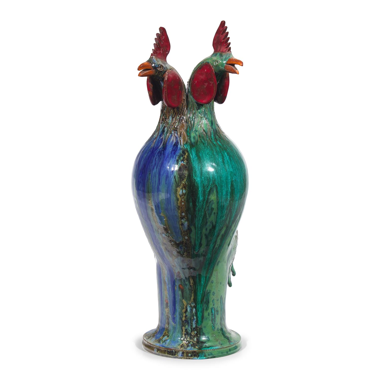 Charlie West, A Glazed Stoneware Work: Two Headed Rooster