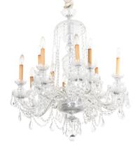 A Cut Glass Twelve Light Chandelier Height 35 to top of first hanger x diameter 27 inches. — 20TH CENTURY