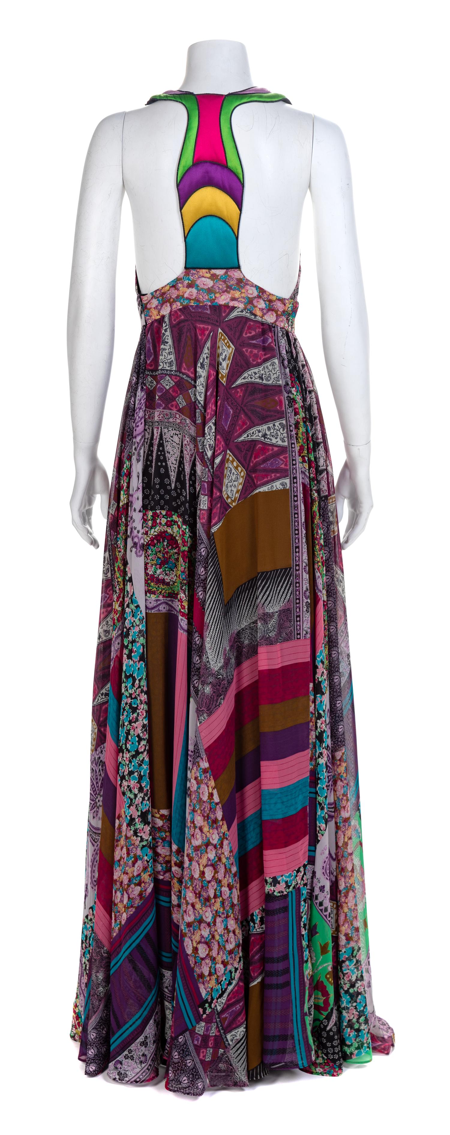 Etro Halter Multicolor Patchwork Print Dress, 2000s Size label: 44