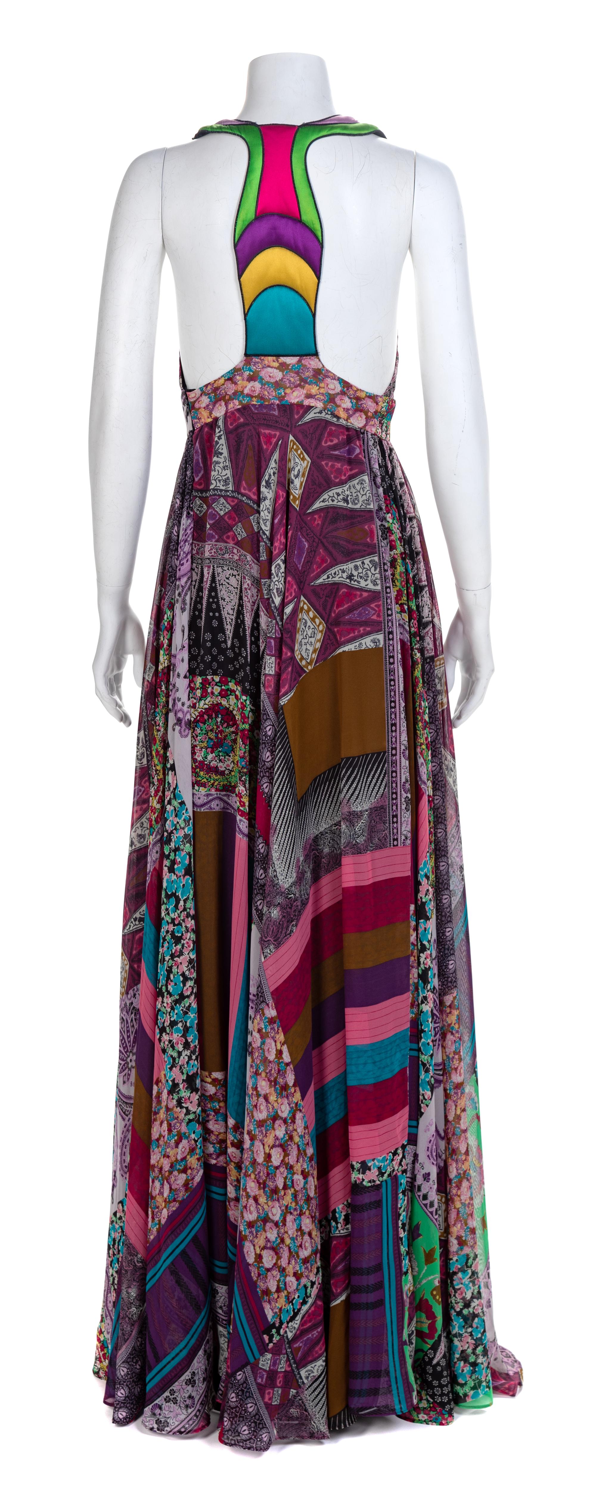 Etro Halter Multicolor Patchwork Print Dress, 2000s Size label: 44
