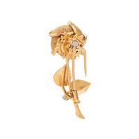 FRENCH, YELLOW GOLD, DIAMOND ARTICULATED FLOWER BROOCH