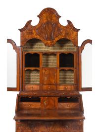 A South German Burl Walnut Secretary Bureau Attributed to Johann Valentin Loeffler II