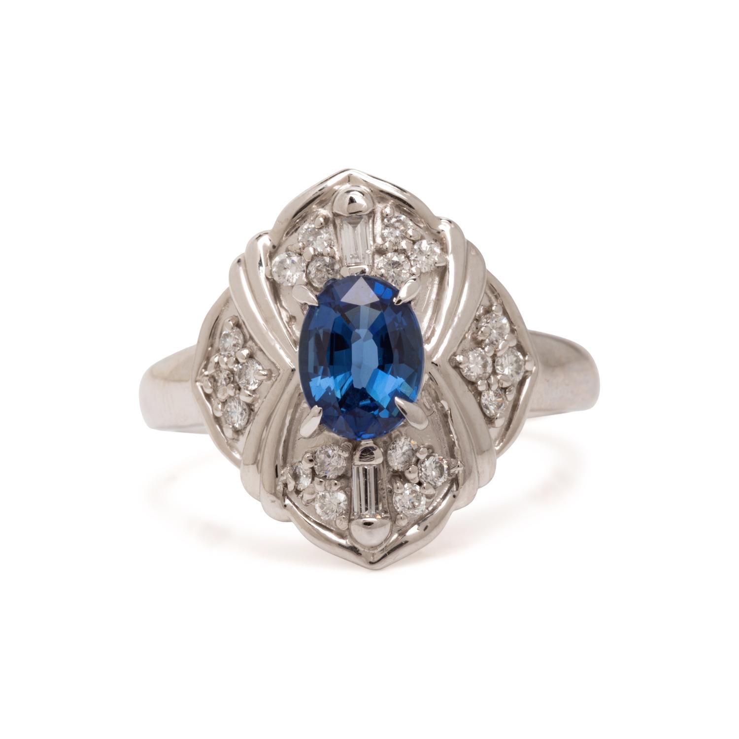 Burmese Sapphire, Diamond, and Platinum Ring