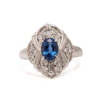 Burmese Sapphire, Diamond, and Platinum Ring