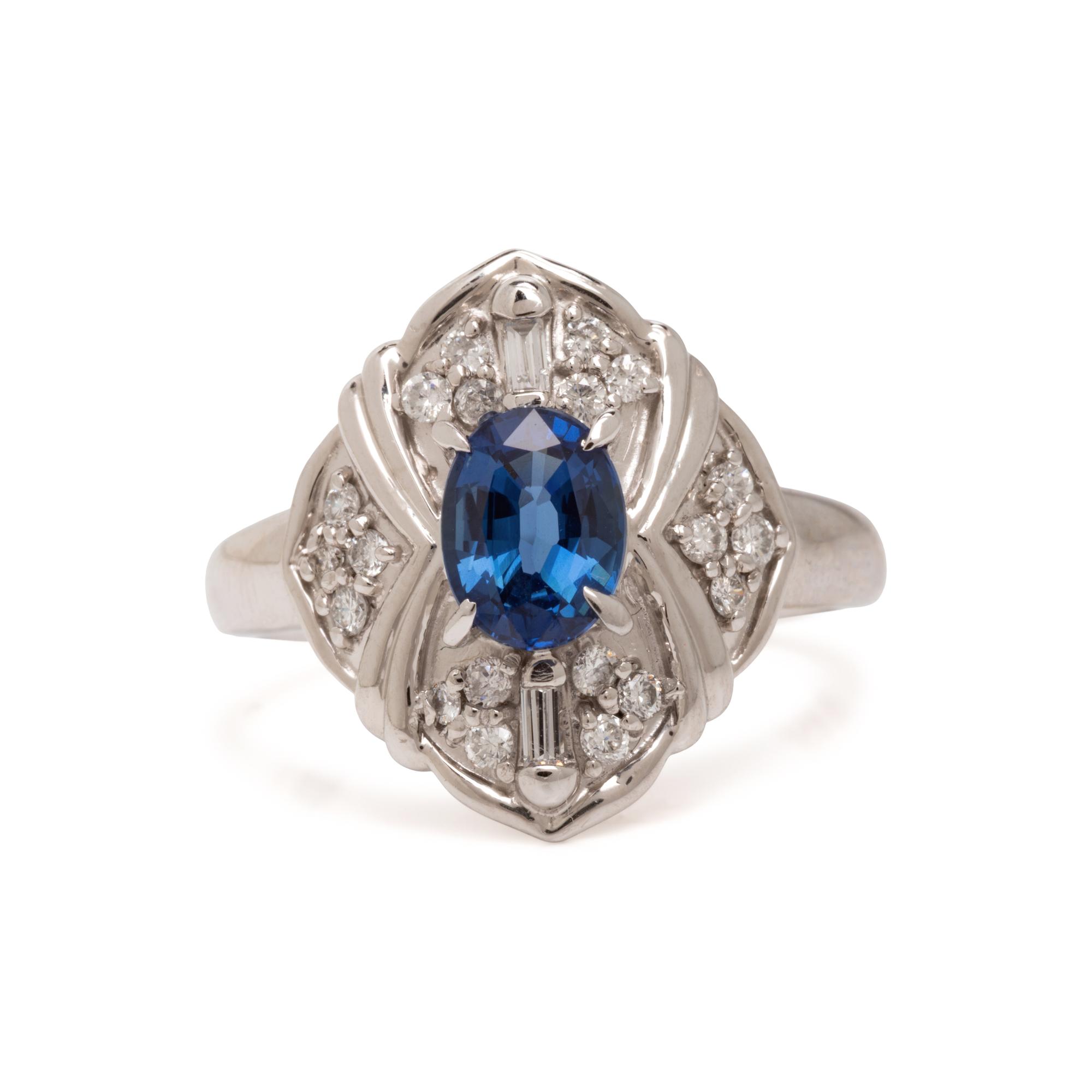 Burmese Sapphire, Diamond, and Platinum Ring