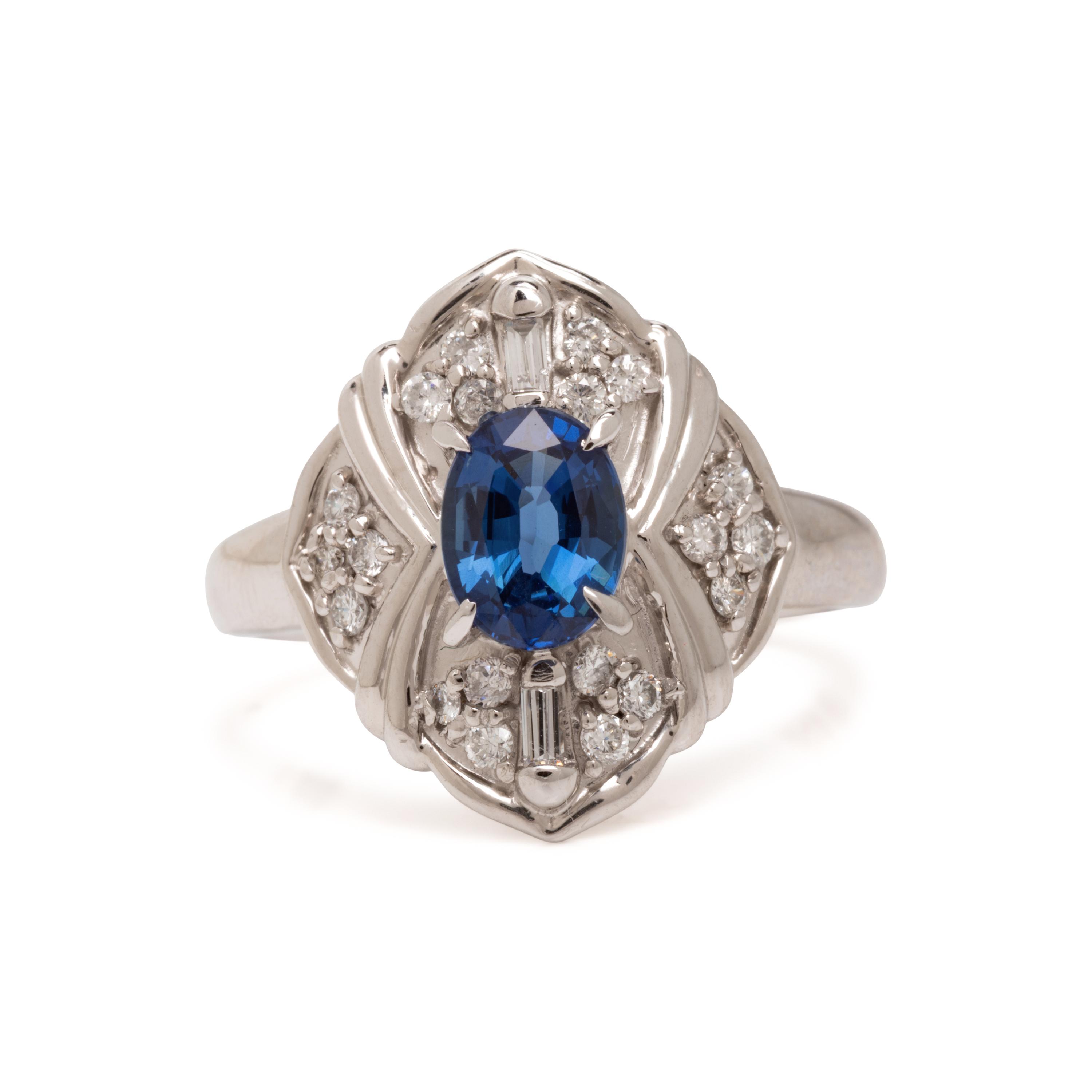 Burmese Sapphire, Diamond, and Platinum Ring