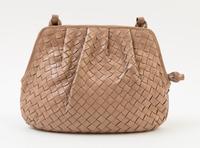A Bottega Veneta Intrecciato Taupe Shoulder Bag, 9.5" x 7" x 1"; Strap drop: 19".