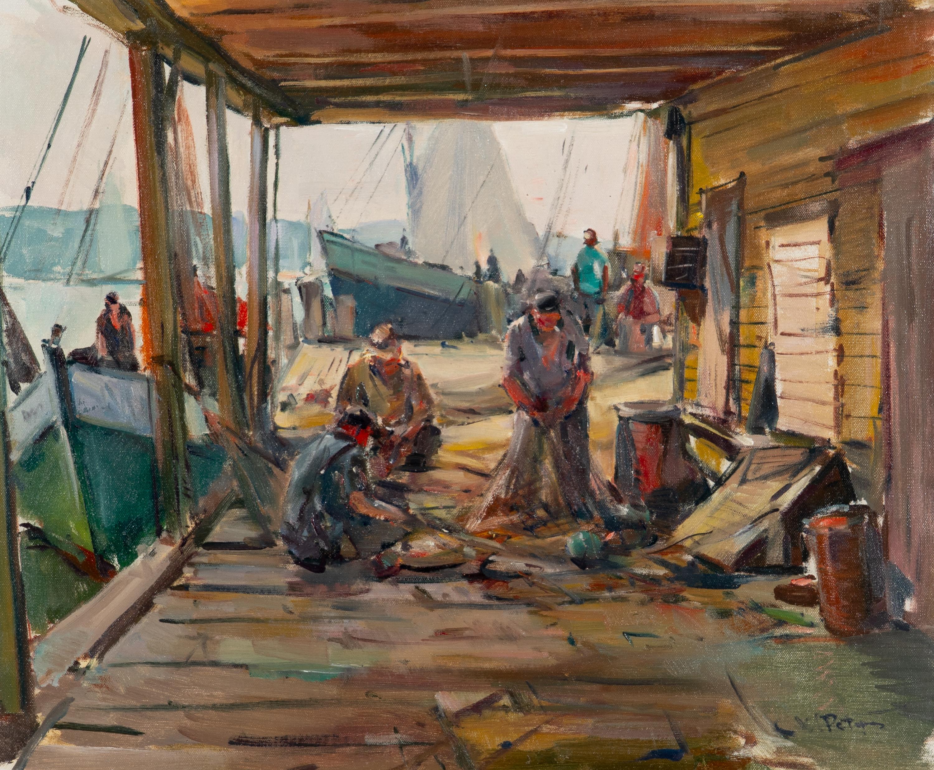Carl William Peters (American, 1897–1980) — Mending Nets