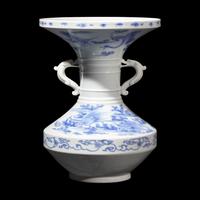 A Japanese Hirado Cranes and Minogame Vase with 'Dragon' Handles, Meiji Period 日本明治时代 平戶燒神龜紋雙龍首盤口瓶