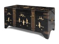 A Pair of Chinese Export Painted and Black Lacquer Chests