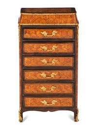 A Diminutive Gilt Bronze Mounted Parquetry Chest of Drawers