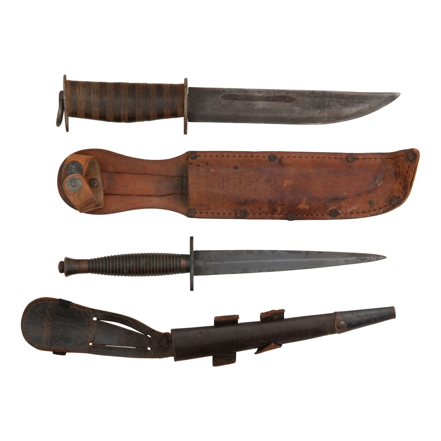 Lot of 2 Combat Knives Including: 3rd Model Fairbairn-Sykes and a 7.5" Fighting Knife
