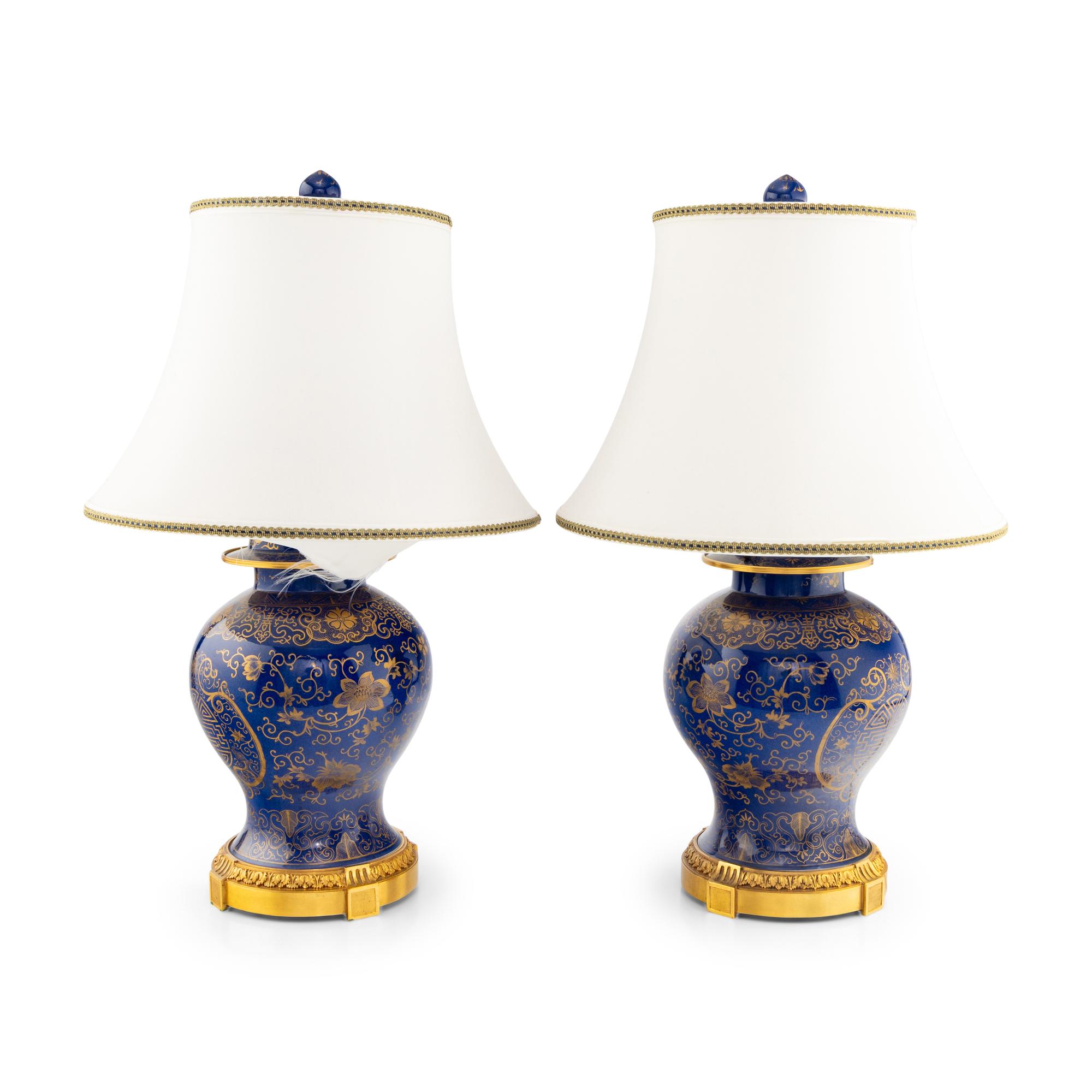 A Pair of Gilt-Bronze Mounted Porcelain Vases