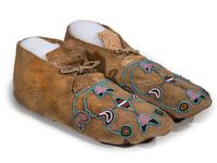Apsáalooke [Crow] Beaded Hide Moccasins, with Buffalo Hide Parfleche Soles