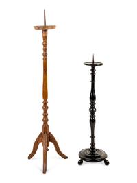 Two Continental Turned Wood Prickets