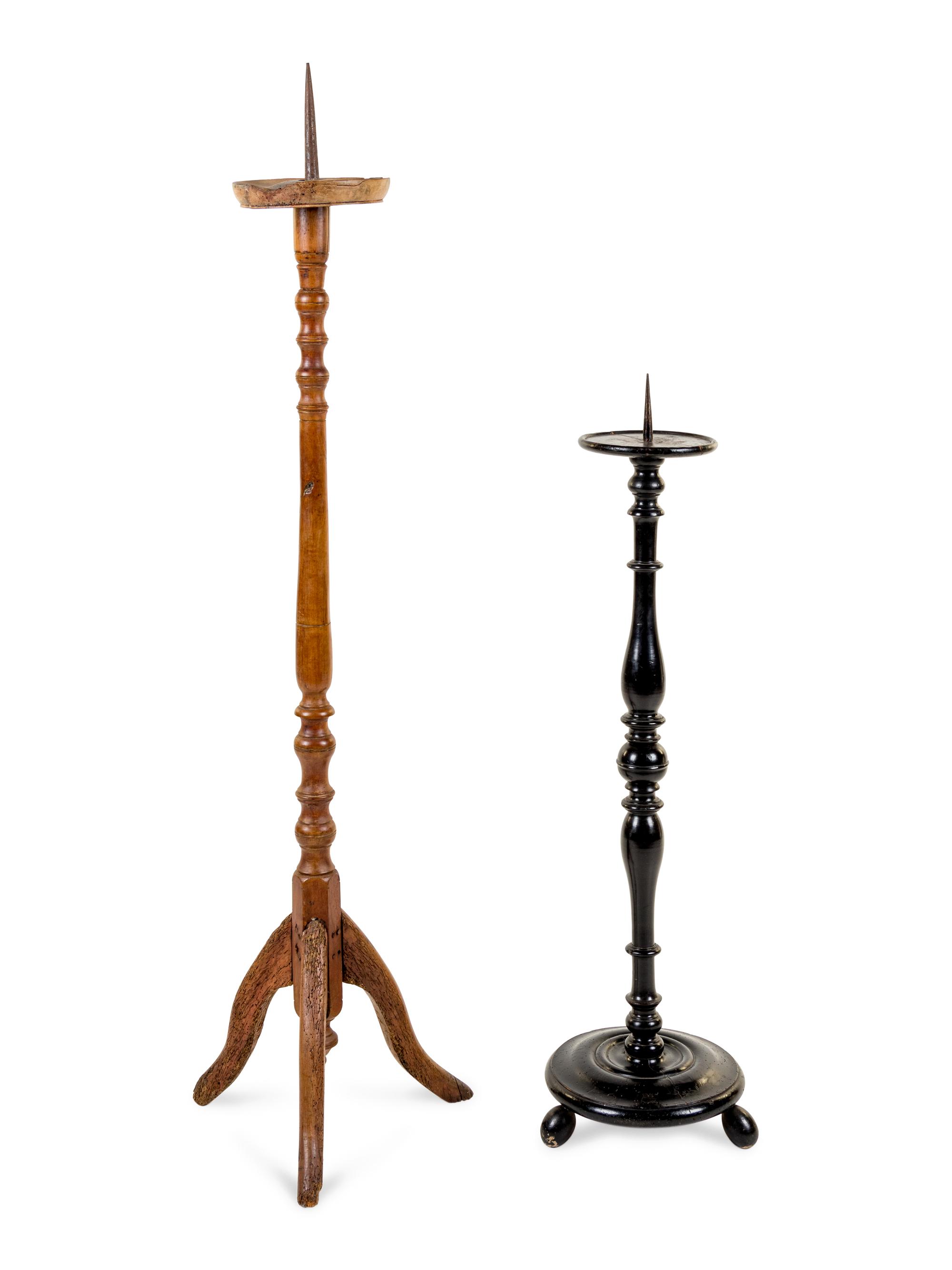 Two Continental Turned Wood Prickets