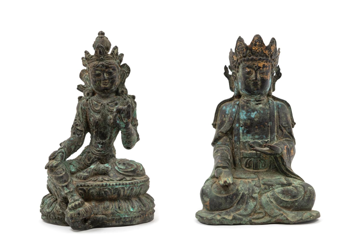 Two Chinese Bronze Figures of Bodhisattva