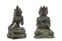 Two Chinese Bronze Figures of Bodhisattva