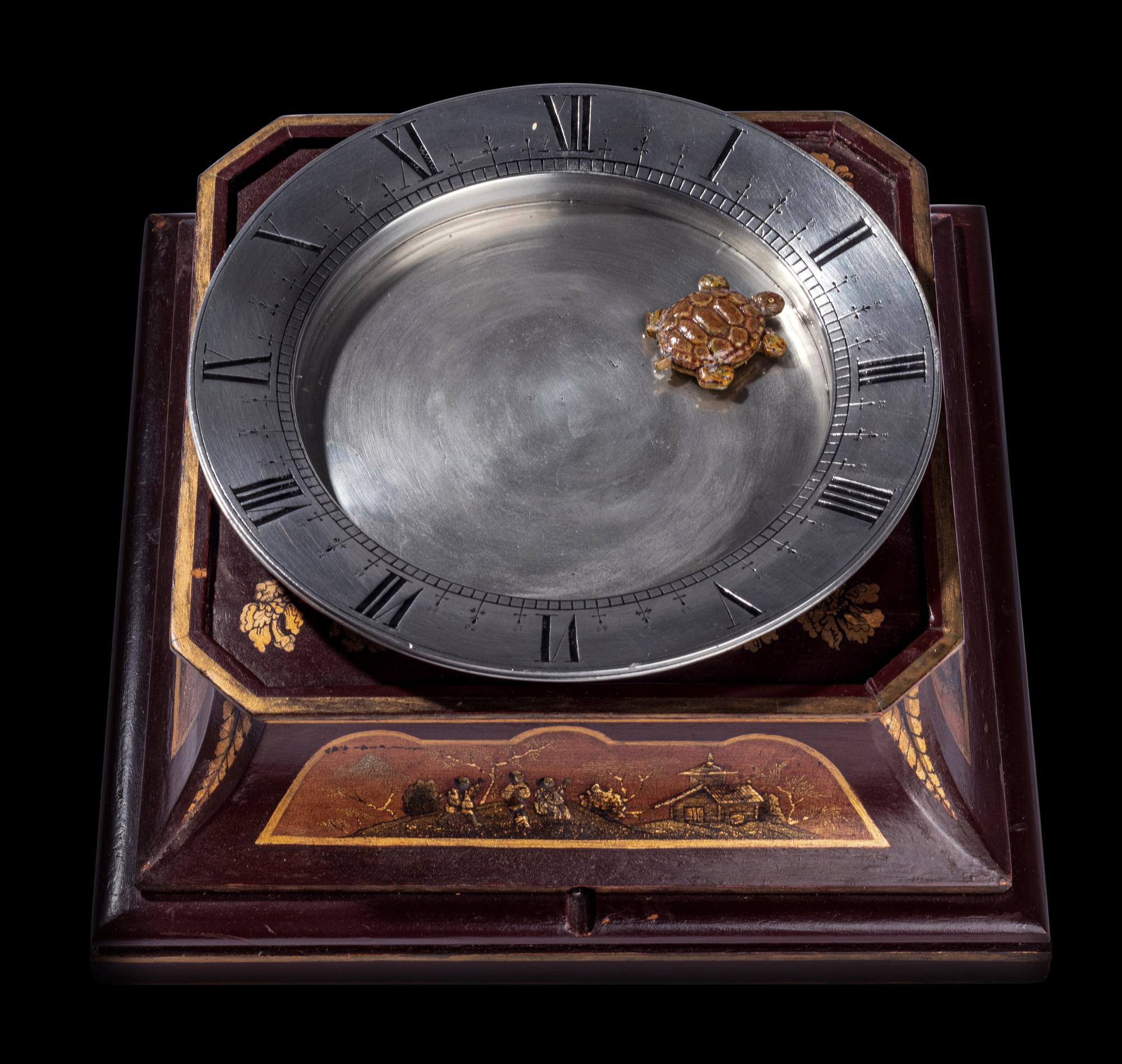 A French Ebonized, Parcel-Gilt and Pewter Turtle Mystery Clock, A. Cadot