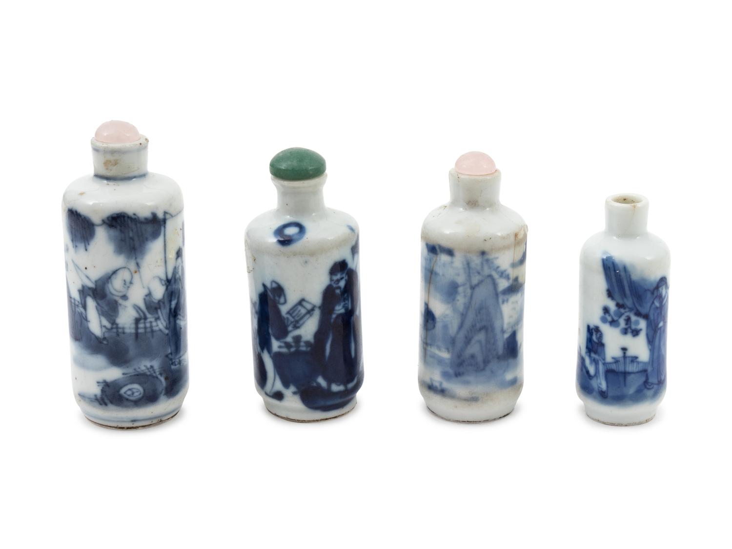 A Group of Chinese Blue and White Snuff Bottles
