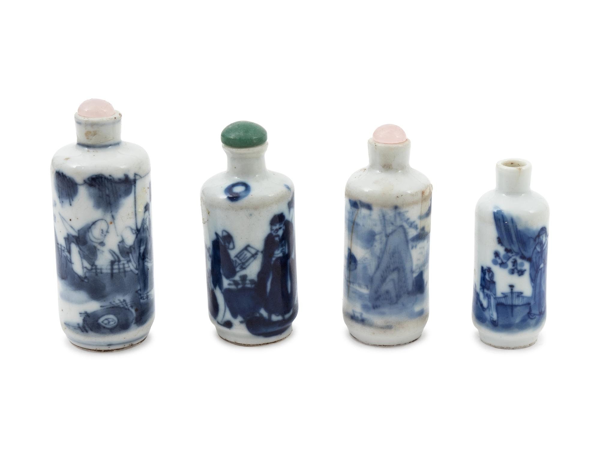 A Group of Chinese Blue and White Snuff Bottles