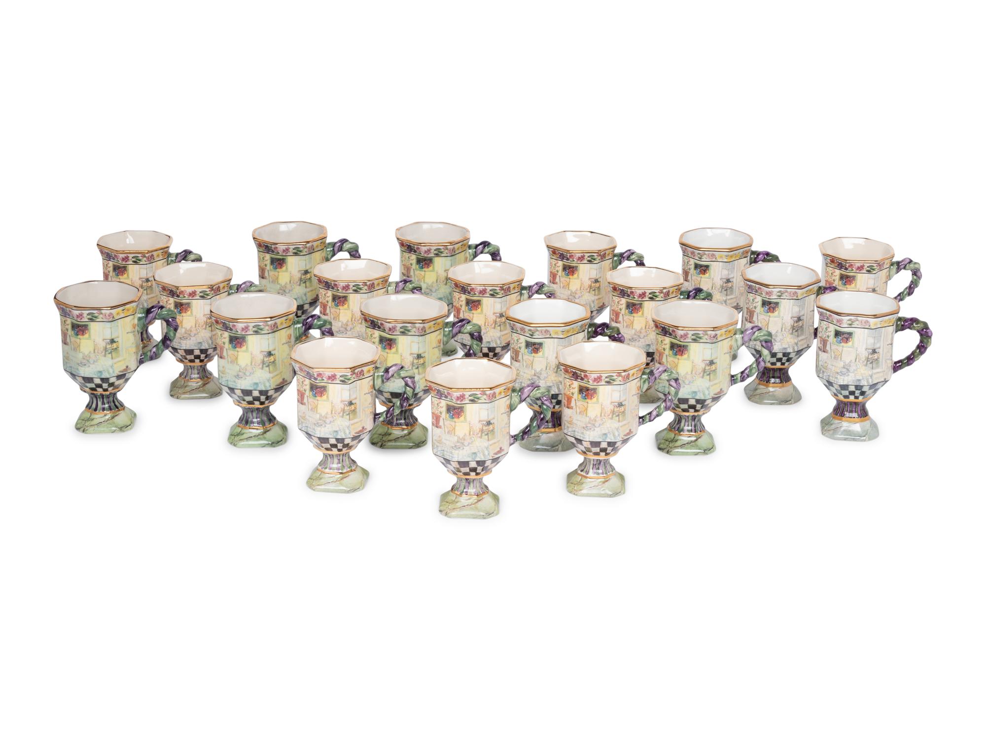 A Set of Twenty-One MacKenzie-Childs MacLachlan Ceramic Mugs