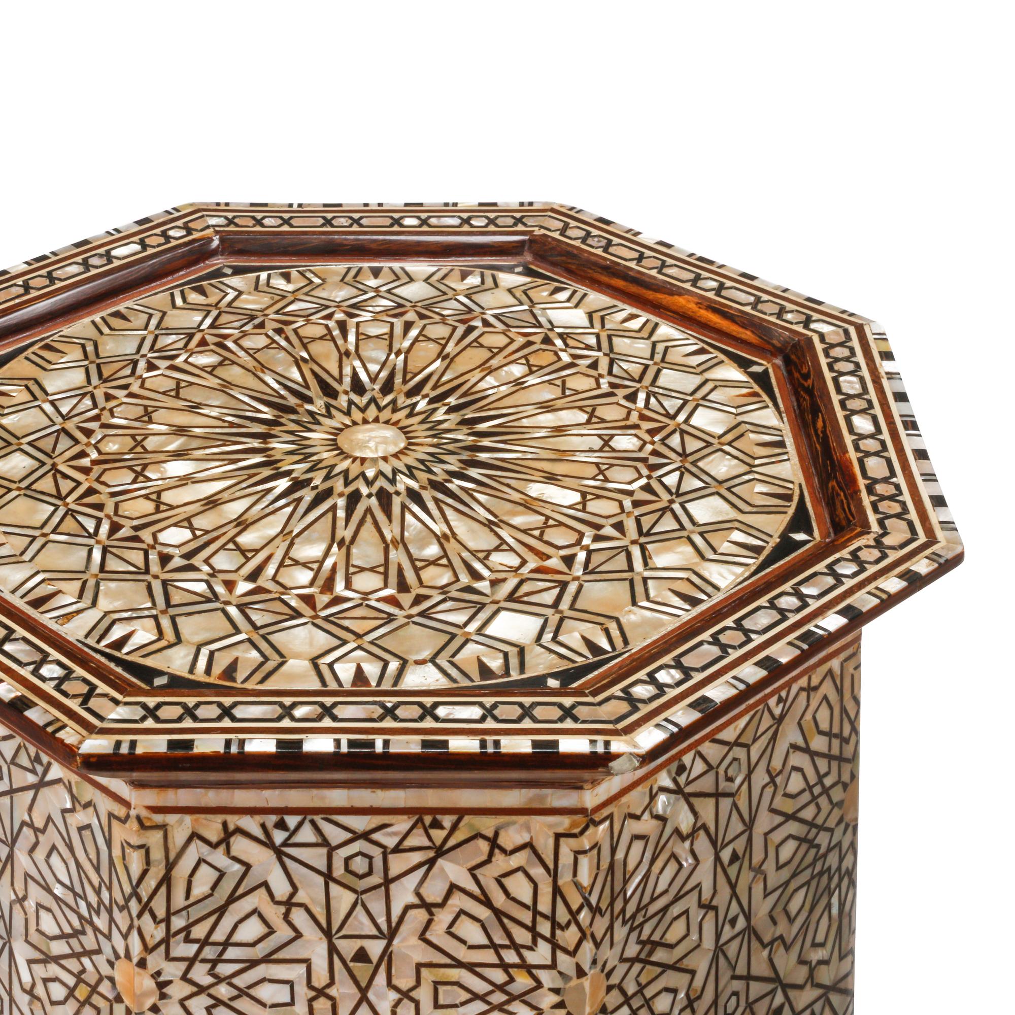 A Pair of Levantine Marquetry Octagonal Tables