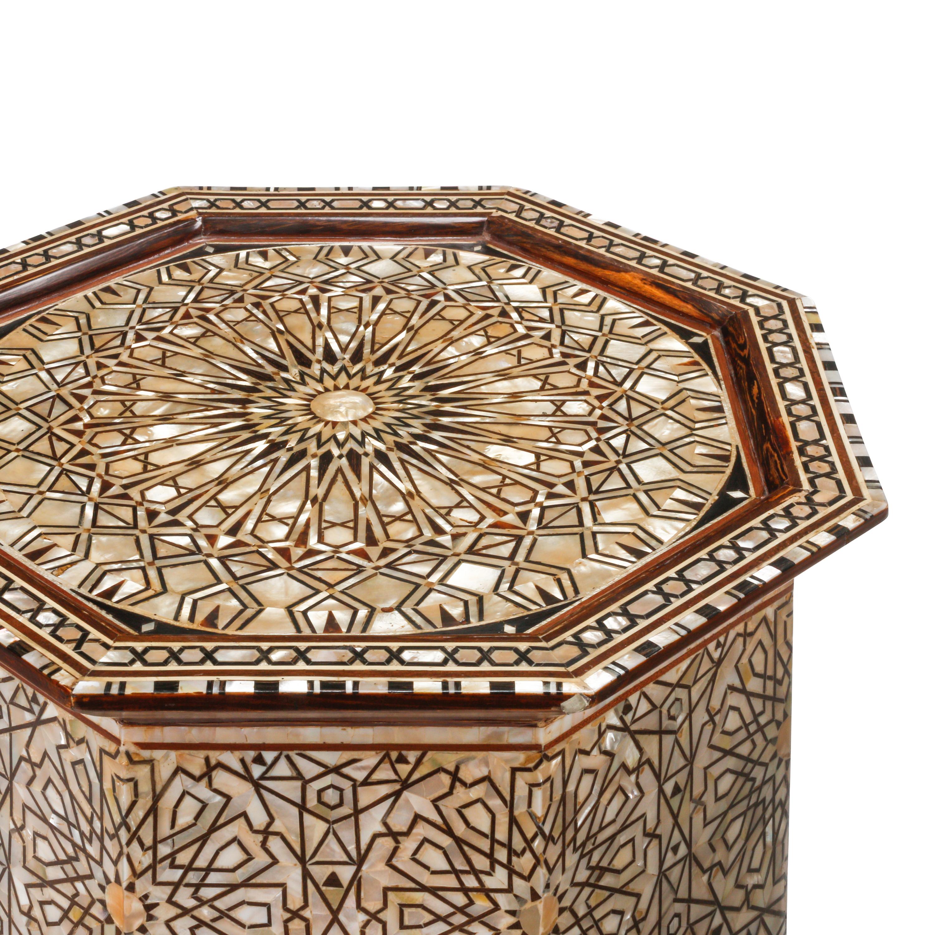 A Pair of Levantine Marquetry Octagonal Tables