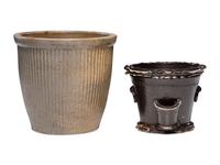 Two Stoneware Flowerpots