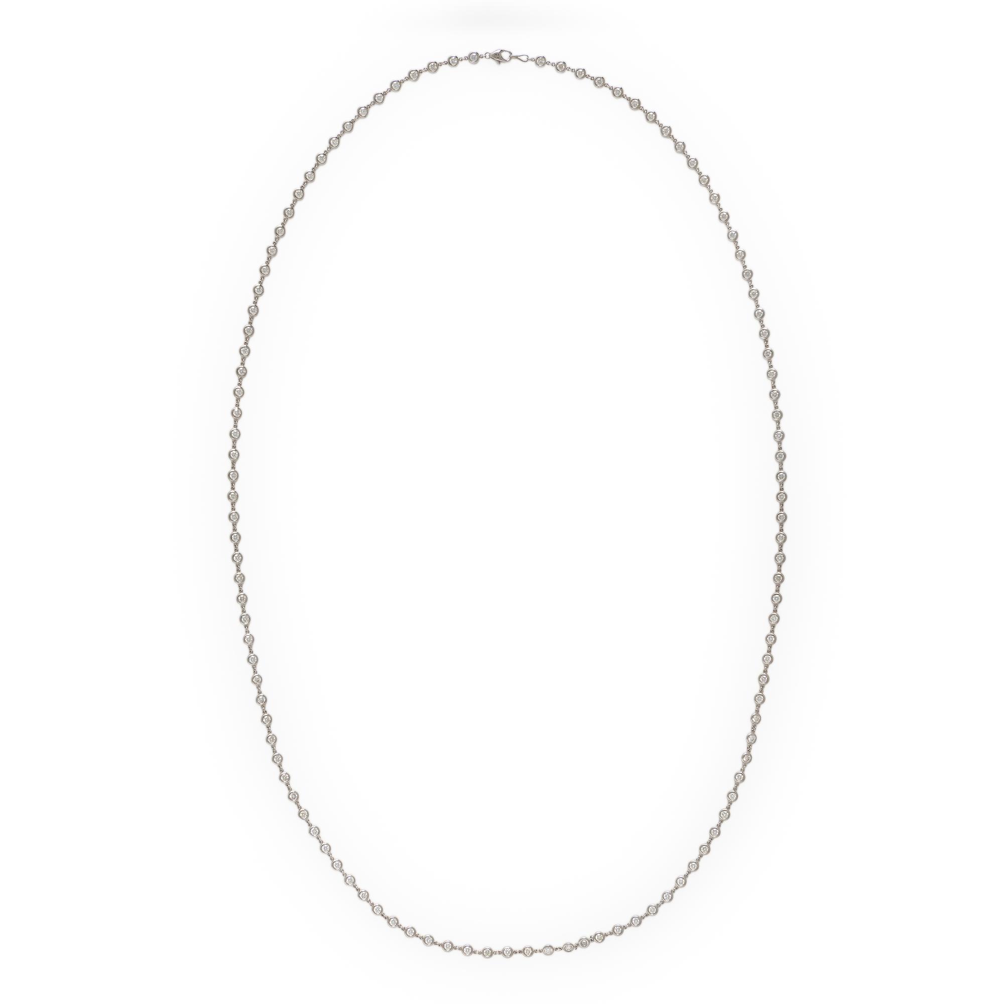 Diamond and White Gold Station Necklace