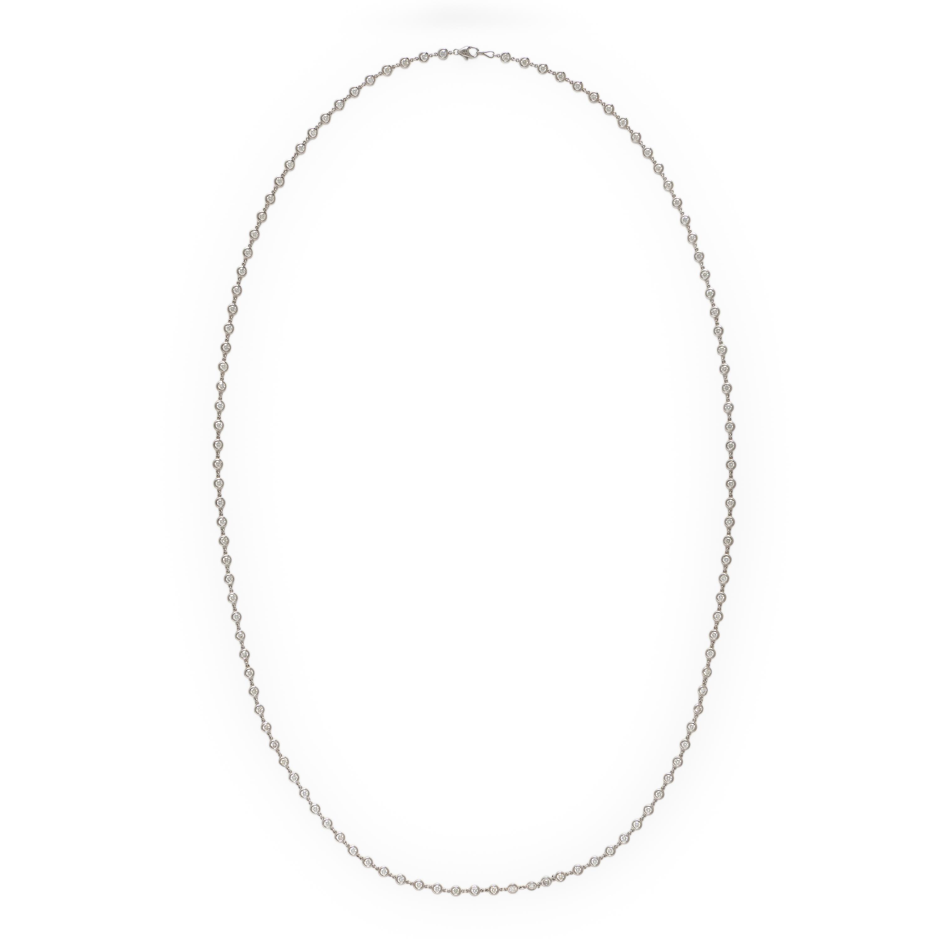 Diamond and White Gold Station Necklace