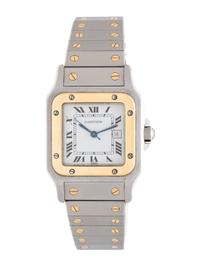 CARTIER, STAINLESS STEEL AND 18K YELLOW GOLD 'SANTOS' WRISTWATCH