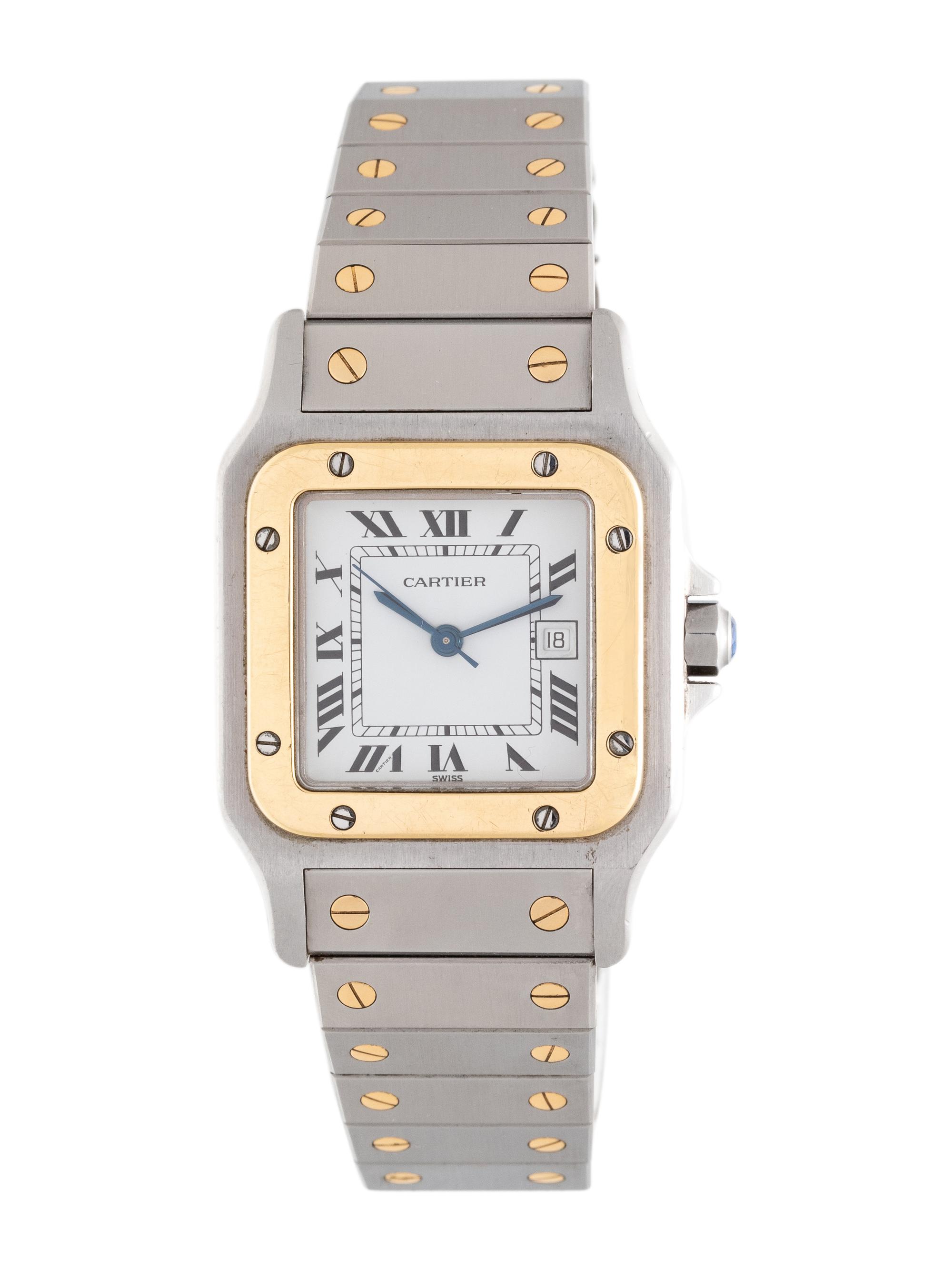 CARTIER, STAINLESS STEEL AND 18K YELLOW GOLD 'SANTOS' WRISTWATCH