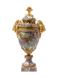 A Louis XV Style Gilt Bronze Mounted Marble Urn